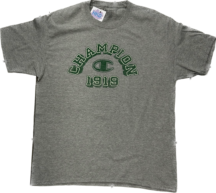 Vintage Champion Grey with Green Logo T-shirt