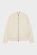WAFFLE KNIT FUNNEL NECK ZIP THROUGH - WHITE