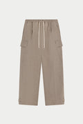 WIDE LEG HERRINGBONE TROUSERS - BEIGE