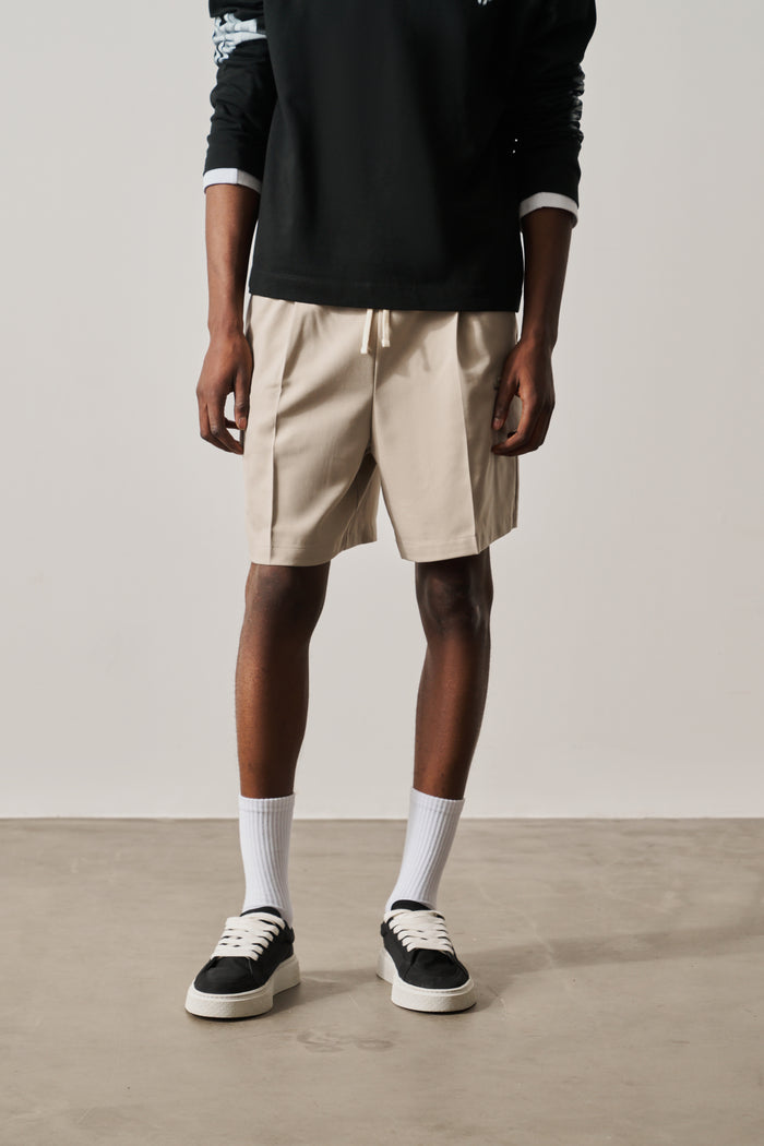 WIDE LEG SIDE POCKET SHORTS - BEIGE
