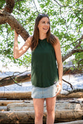 Women's Relaxed Bamboo Tank - Blank Apparel - Forest Green