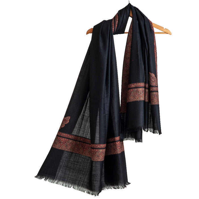 Woolen Stoles & Shawls | Black  & Multi| 100x200 CM| - Mojopanda Organic  Store