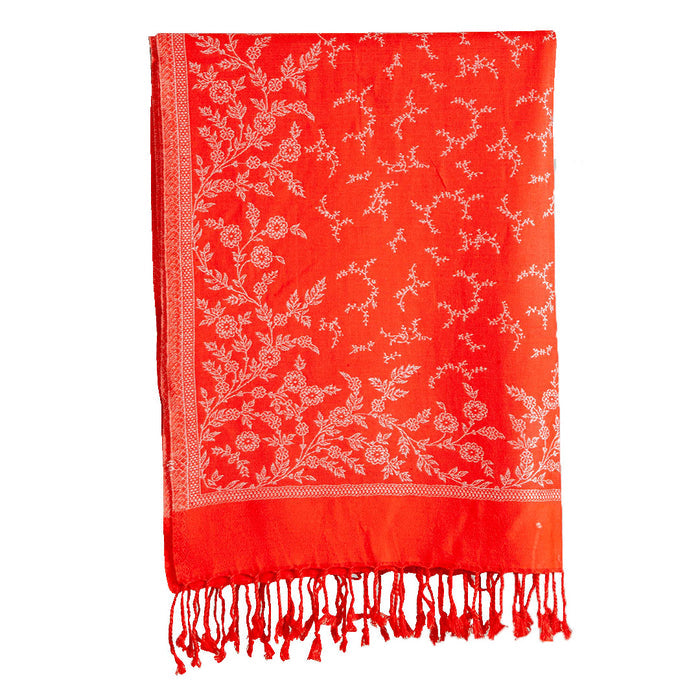 Woolen Stoles & Shawls |Red & Beige | 70x200 CM | - Mojopanda Organic  Store
