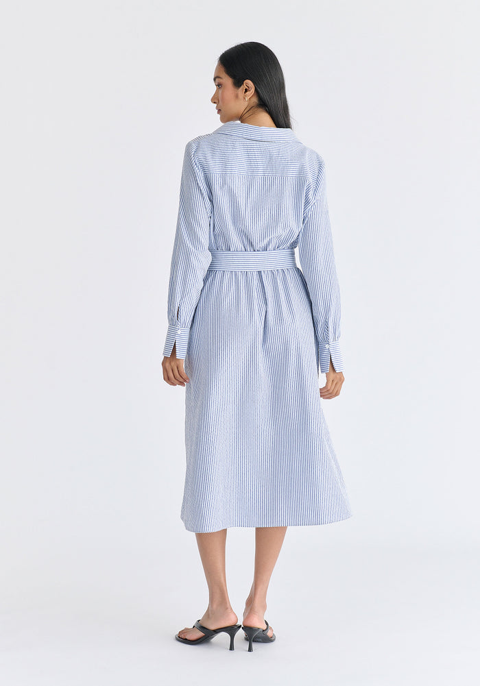 Wrap Midi Shirt Dress with Metallic Button Details