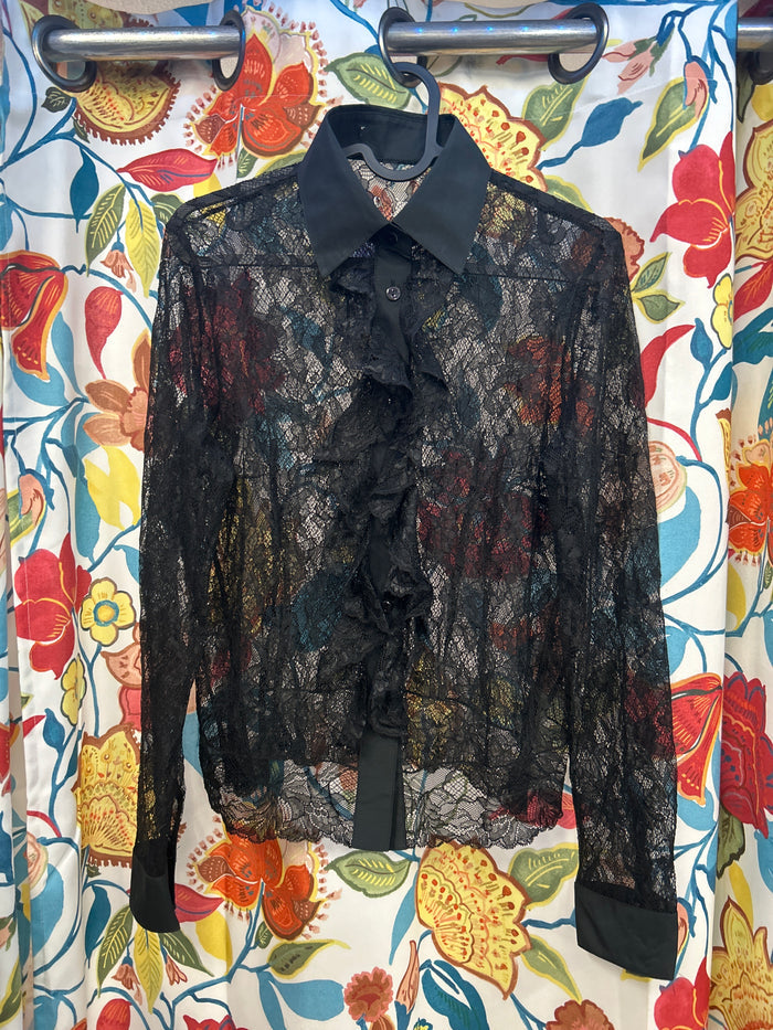 Y2k mesh black shirt