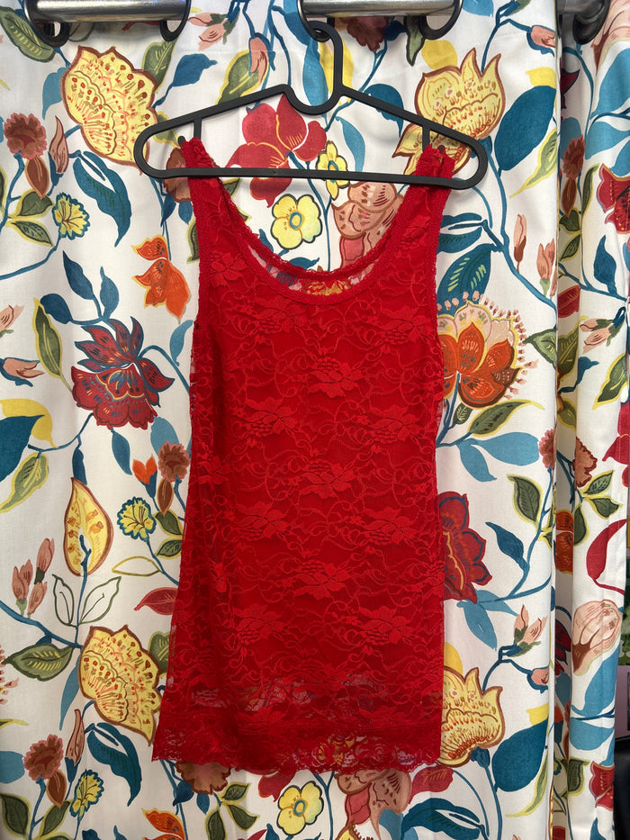 Y2k red lace top